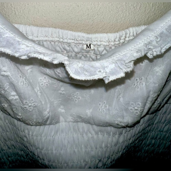 SHEIN Ruffle Trim Shirred Schiffy Dress- Eyelet Embroidery - Picture 9 of 11